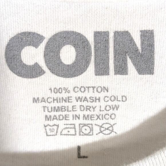 COIN Uncanny Valley Tour T Shirt Size L White Graphic Band Tee Concert Merch - Picture 3 of 4
